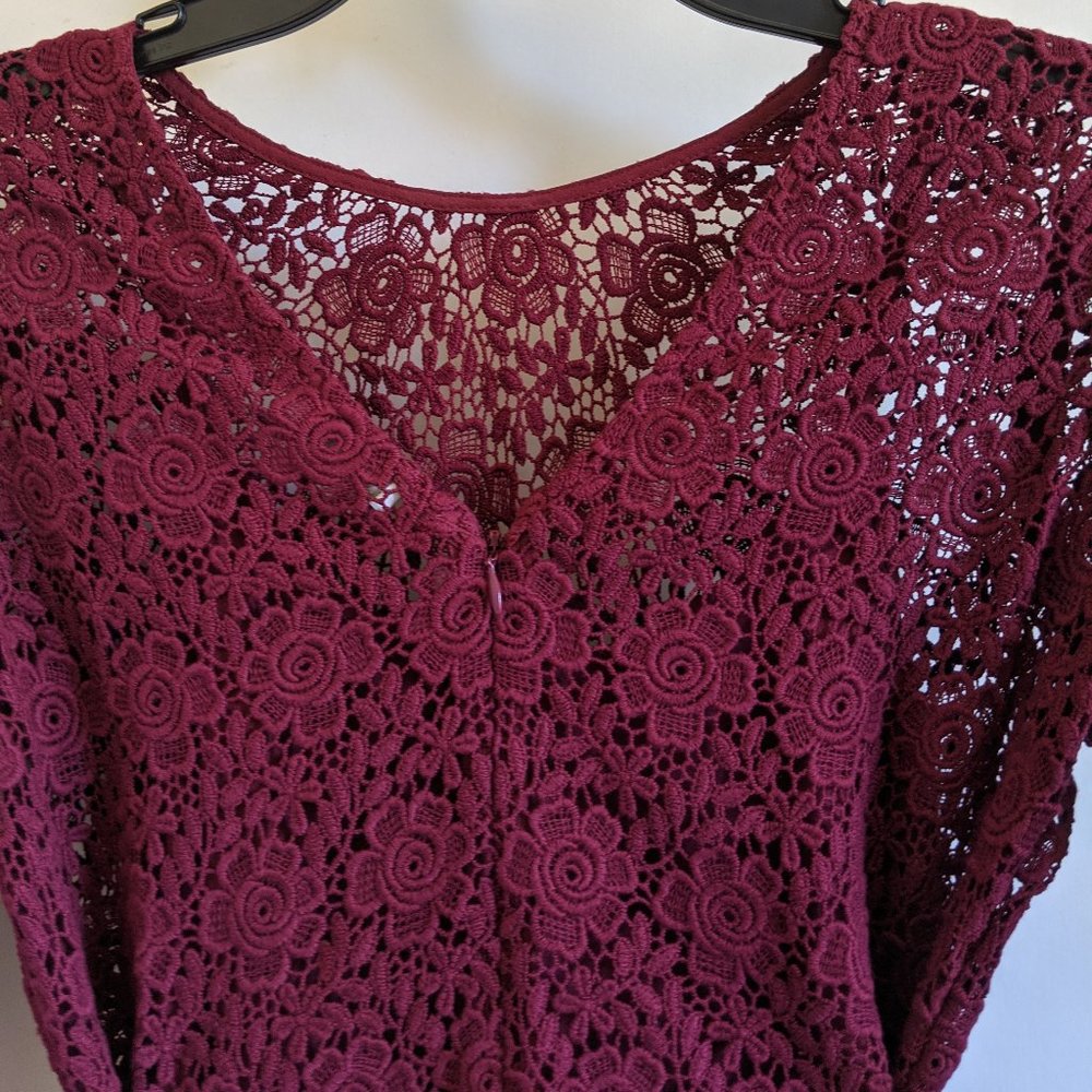 Red lace dress from Shoshanna